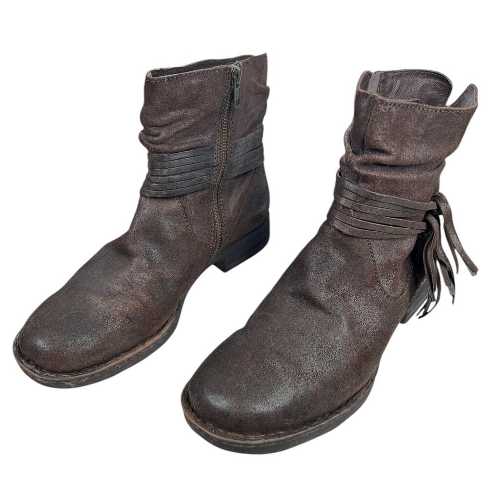 Born Women’s Cross Brown Distressed Fringe Ankle Boot Size US 9 - Picture 6 of 10
